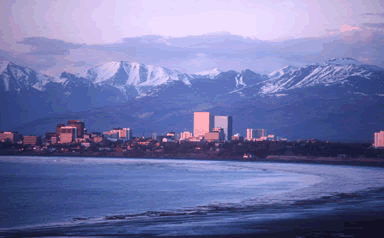 Down Town Anchorage and the Chugach Mountains